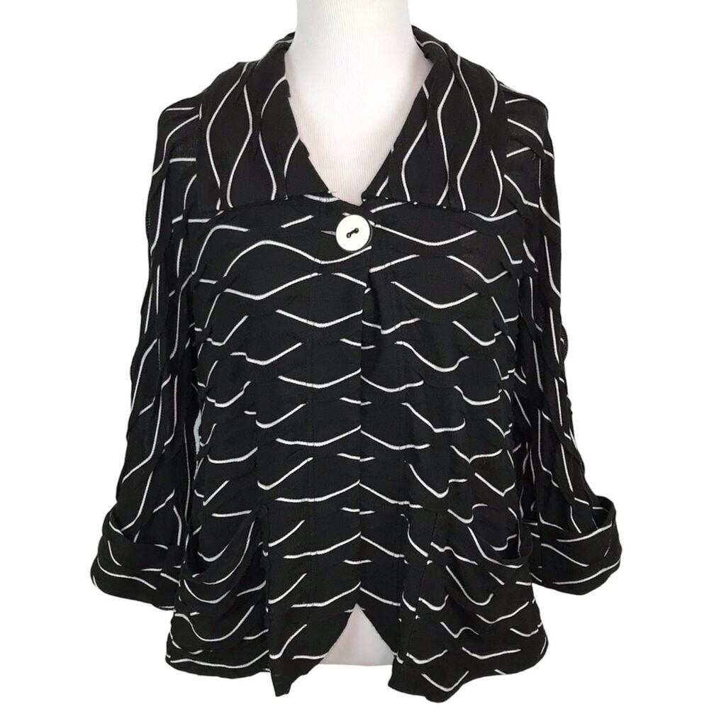 JOSEPH RIBKOFF Textured Knit Tulip-Back Lagenlook Cardigan Sweater Womens Size 8